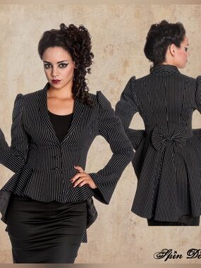 Spin Doctor Agatha Pinstripe Peplum Blazer – Gothic Victorian | Size M